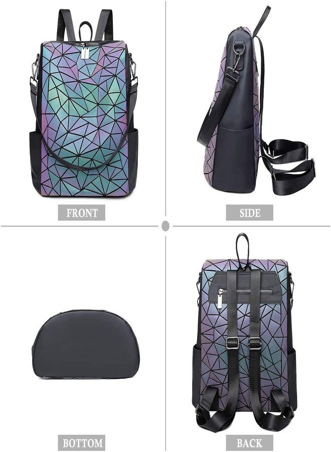 MEZON حقيبة ظهر ميزون، حقيبة مضيئة ثلاثية الأبعاد متغيرة الألوان، حقيبة عاكسة للضوء، حقيبة هندسية - Image 4